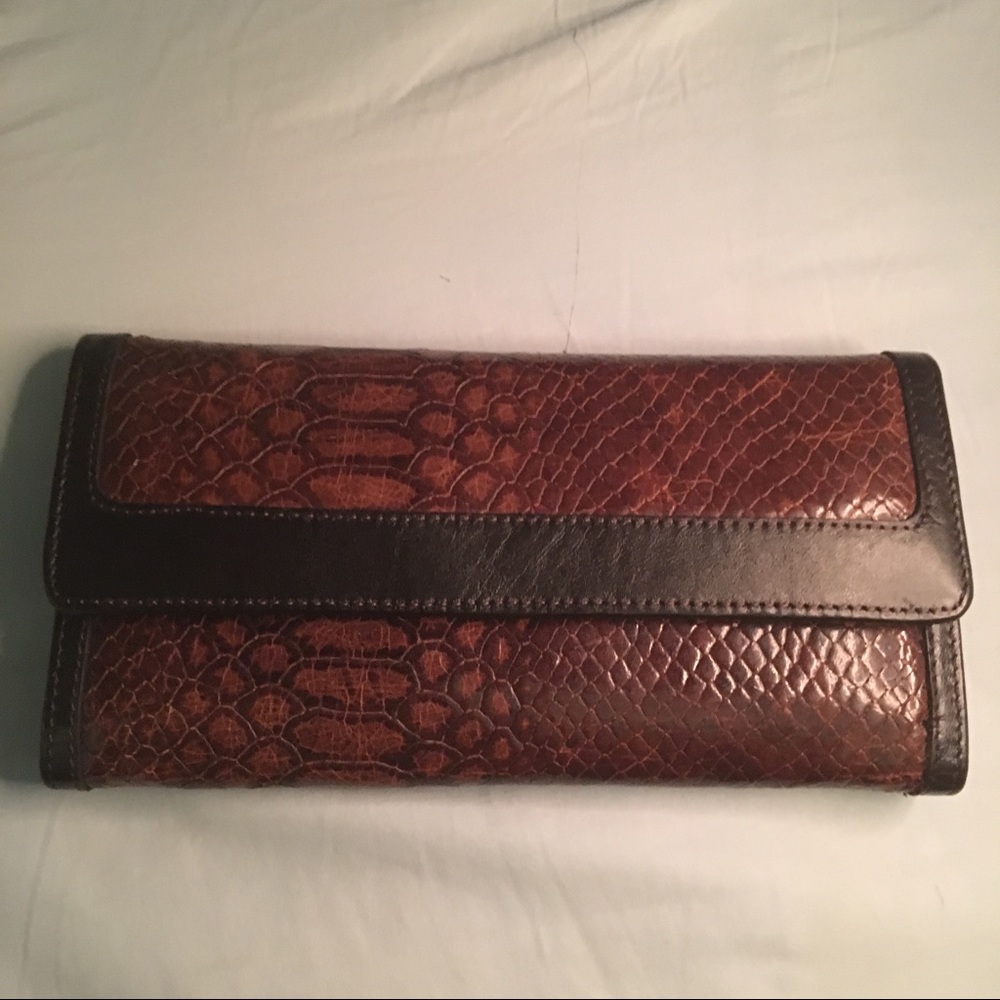Brown Snake Skin Vegan Leather Wallet